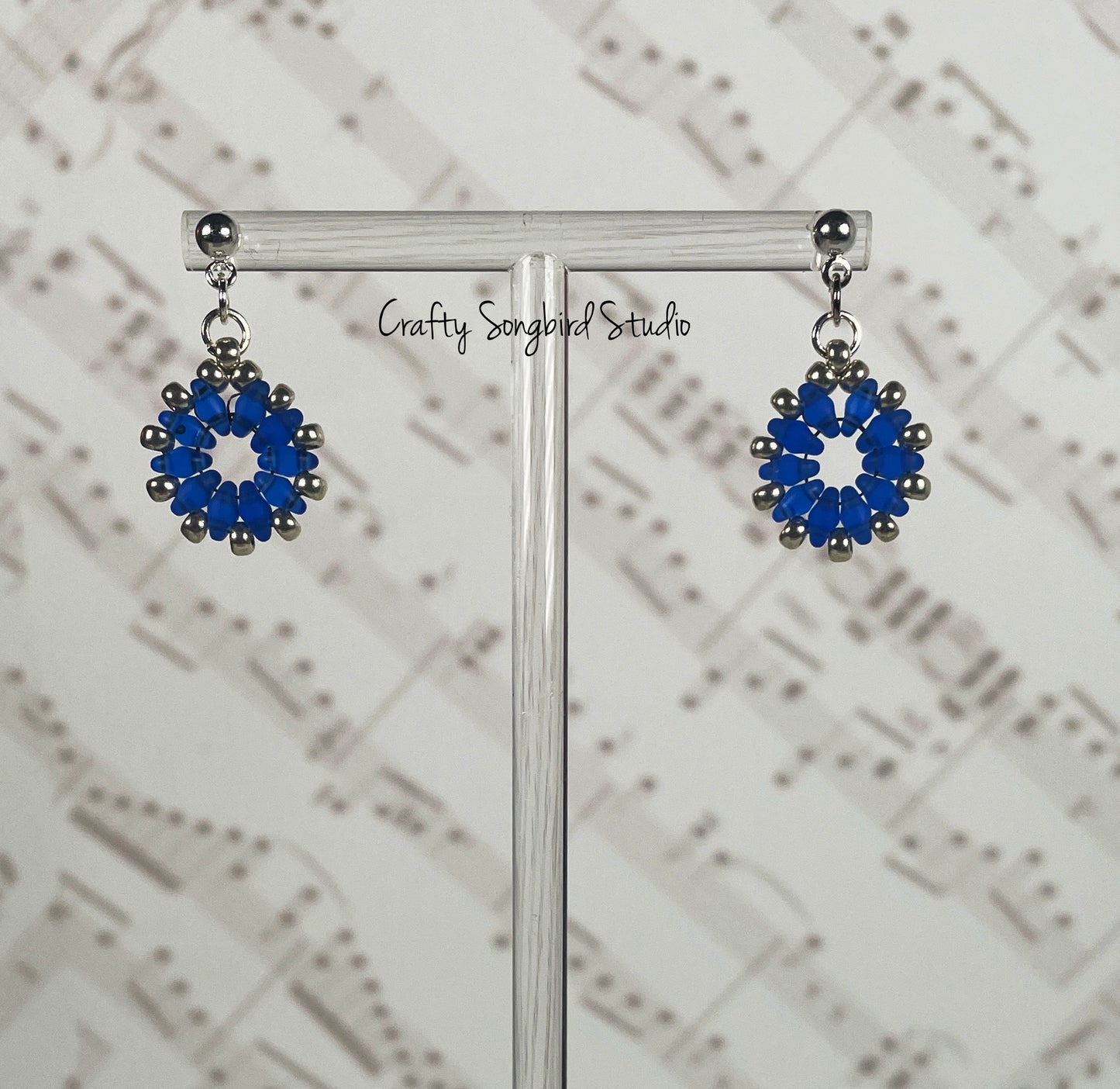 Coin Earrings - Sapphire/Silver