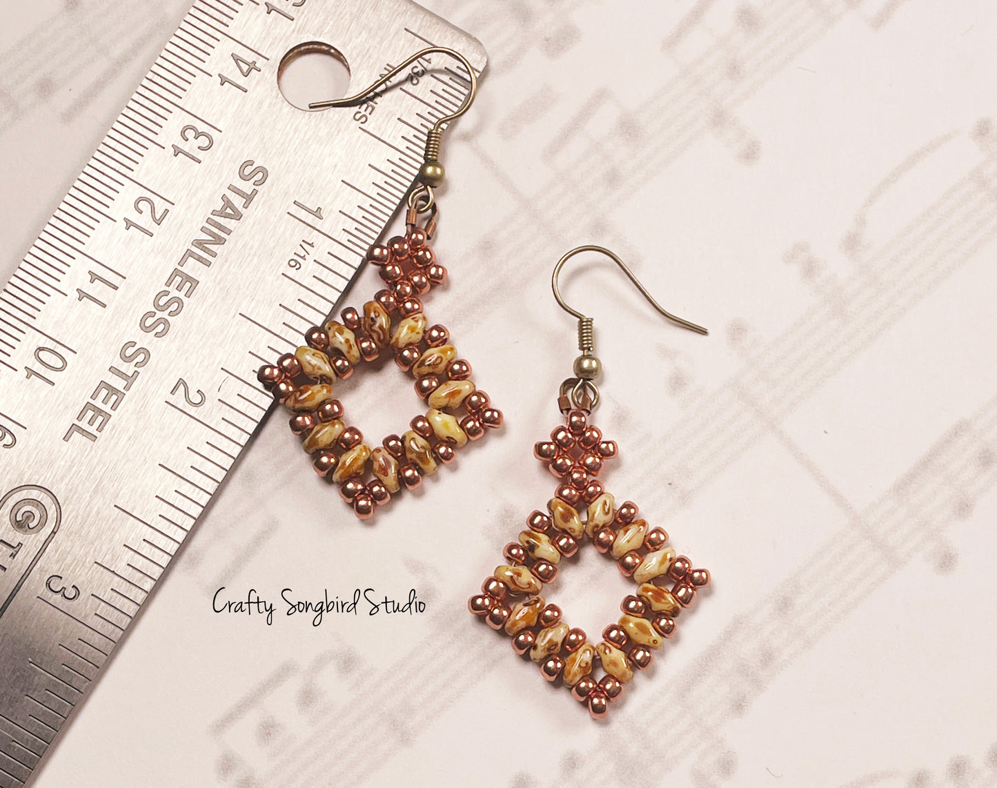 Foursquare Earring - Tan/Gold