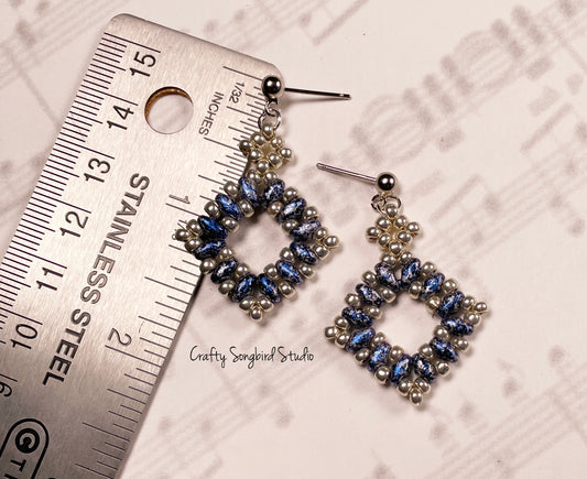 Foursquare Earring - Blue/Silver