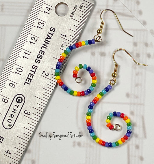 Curlicue Earrings - Rainbow/Gold