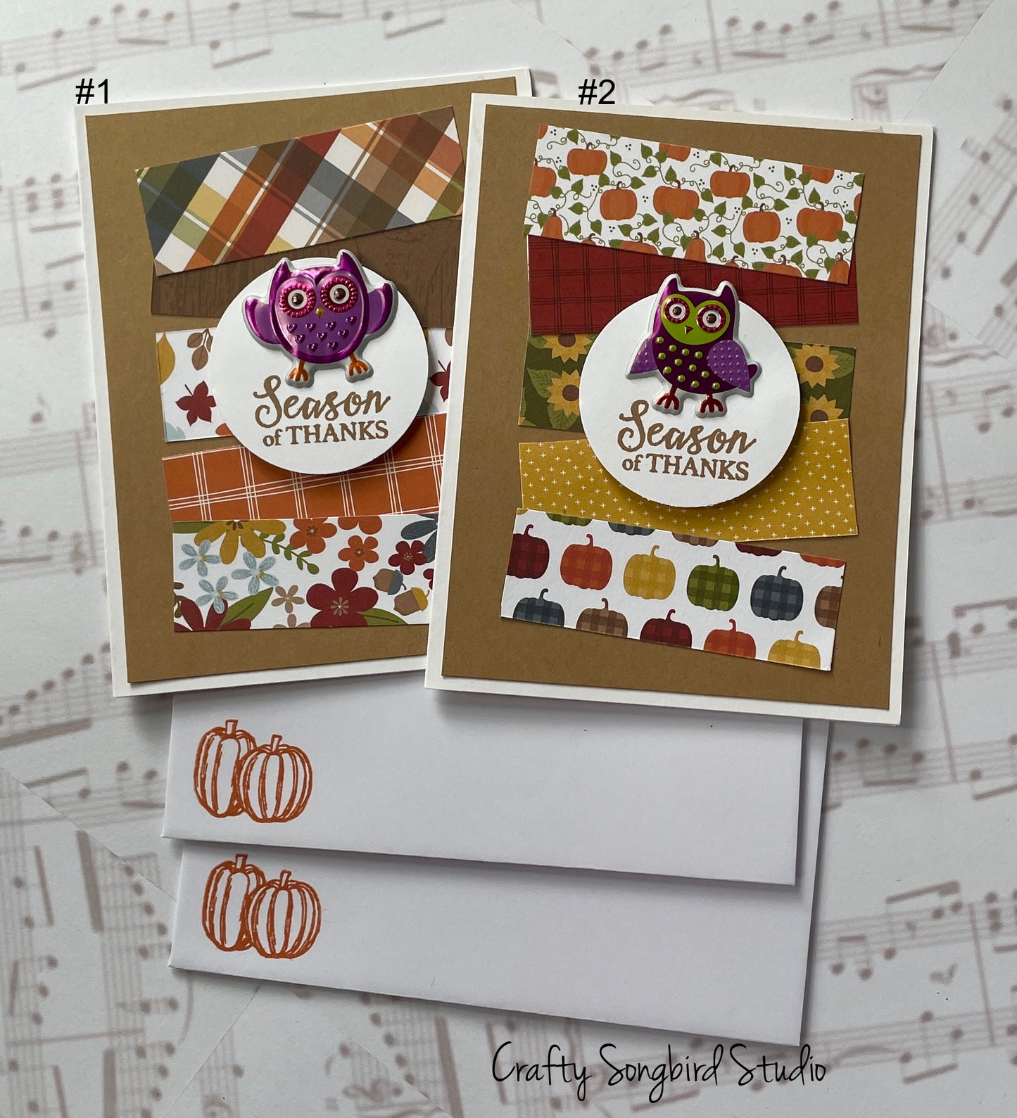 Thanksgiving Owl #2 Handmade Cards (Sentiment Inside)