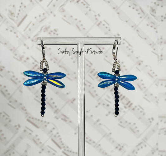 Dragonfly Earrings - Light Blue/Dark Blue/Silver
