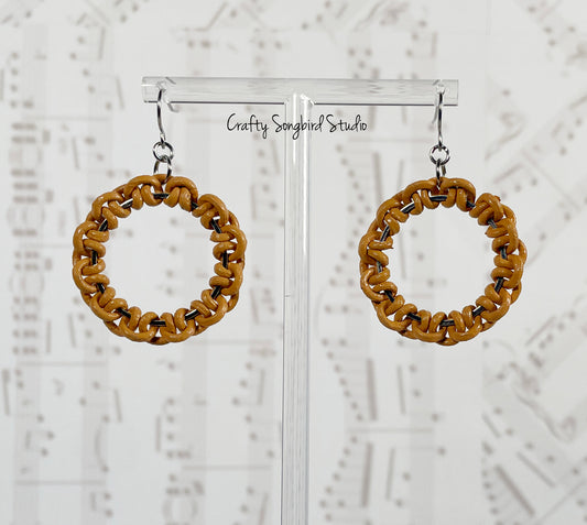 Lark Song Knotted Leather Earrings - Lt Brown/Silver