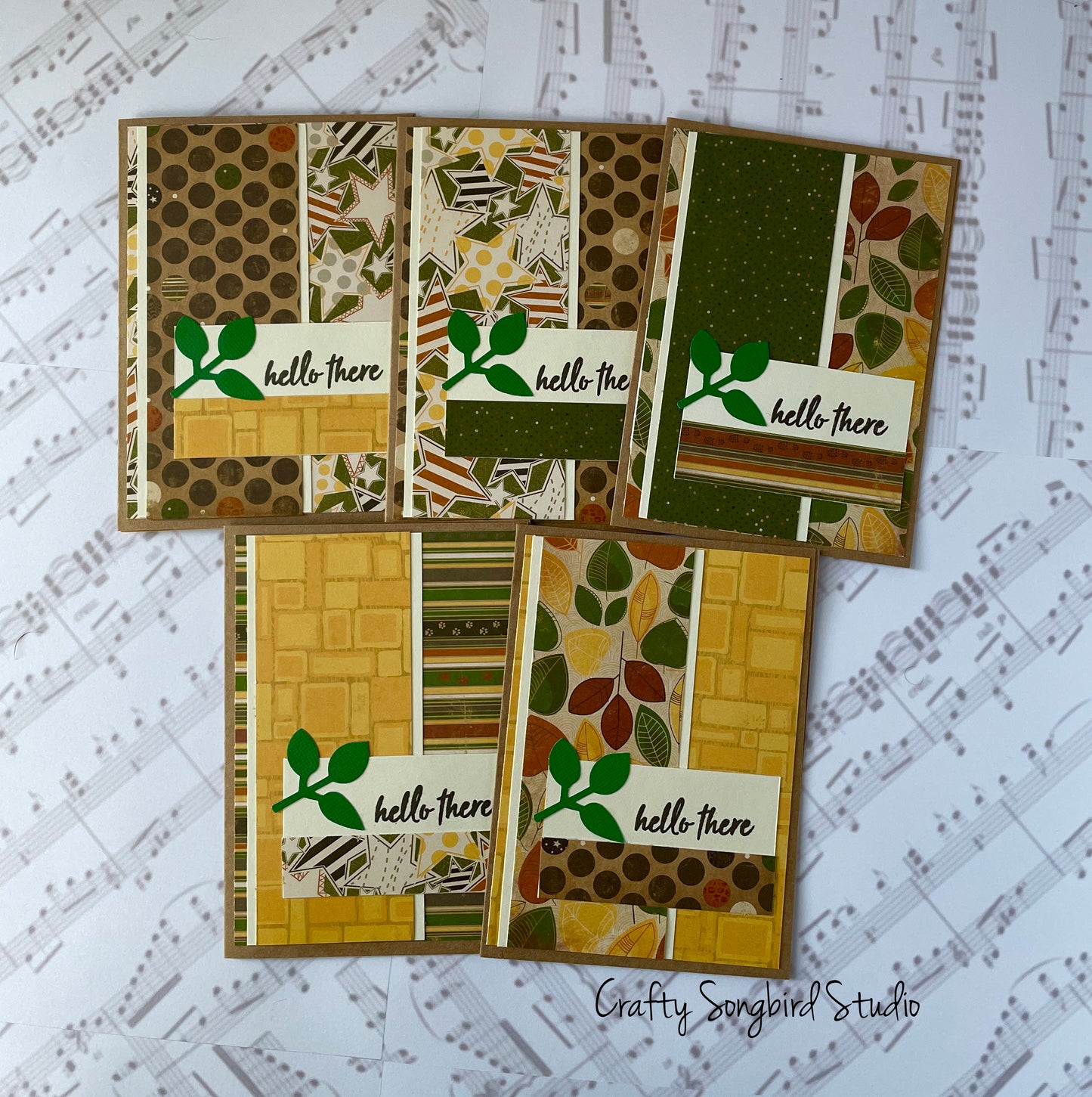 Nature Hello Handmade Cards (Blank Inside) - Set of 5