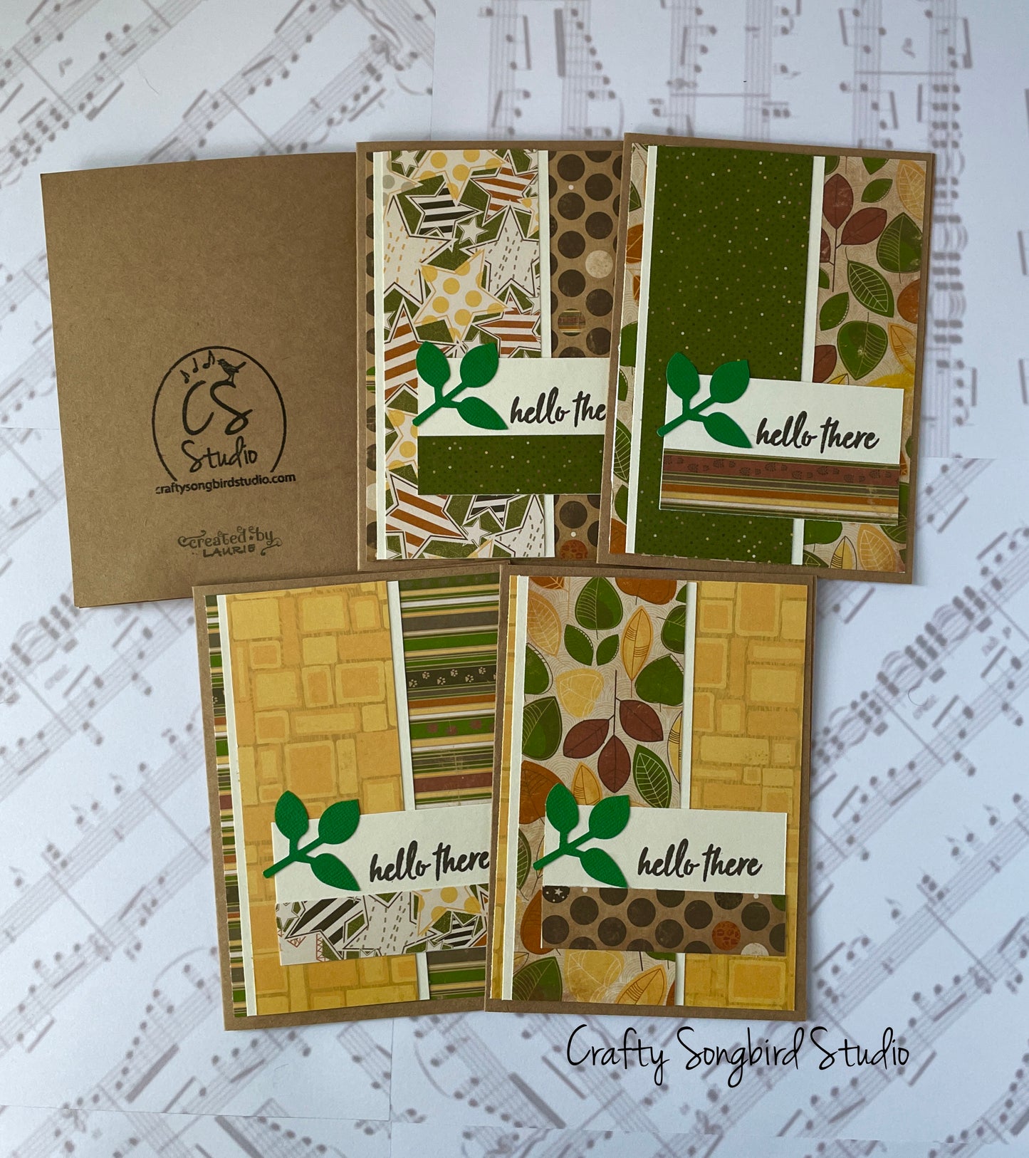 Nature Hello Handmade Cards (Blank Inside) - Set of 5