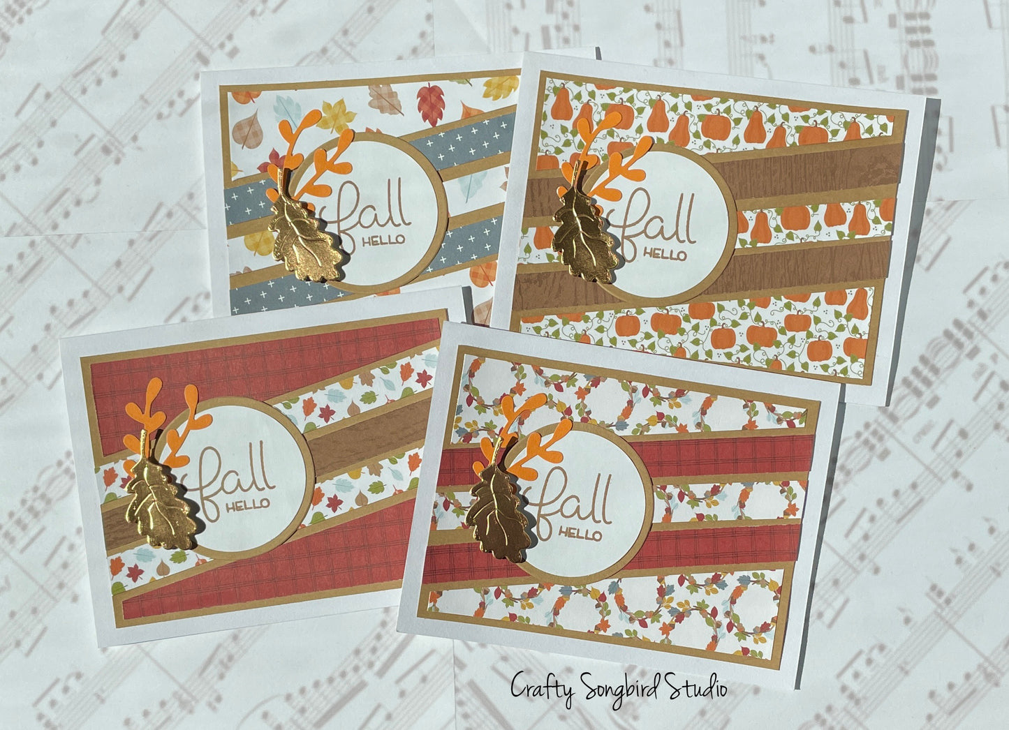 Fall Hello #1 Handmade Cards (Blank Inside) - Set of 4