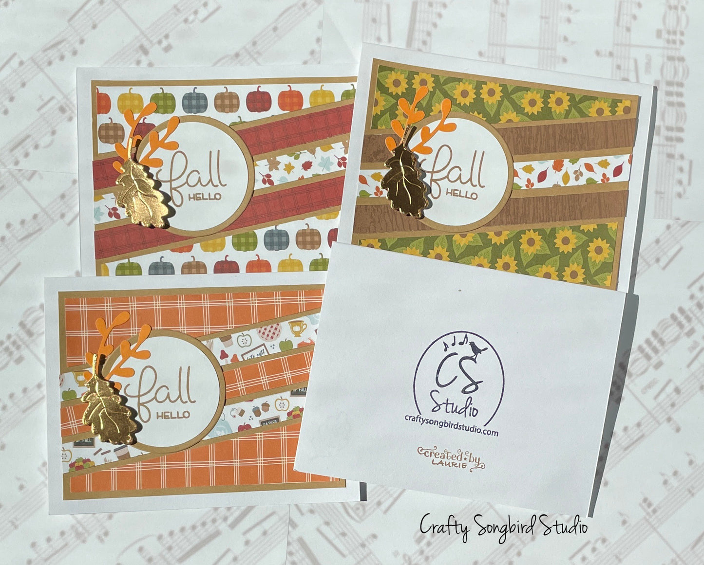 Fall Hello #3 Handmade Cards (Blank Inside) - Set of 4