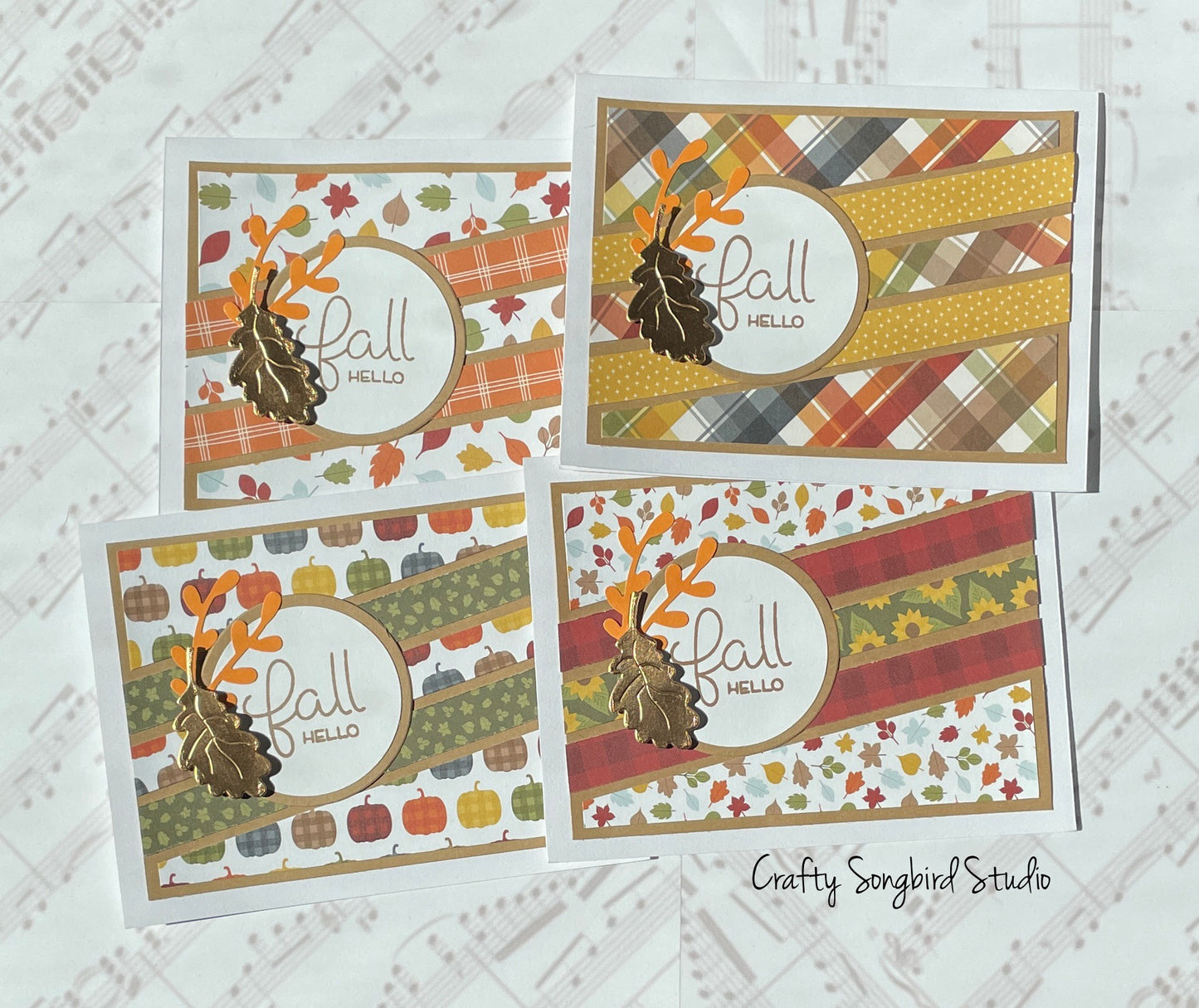 Fall Hello #4 Handmade Cards (Blank Inside) - Set of 4