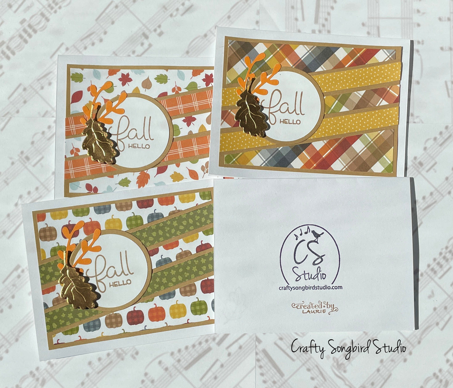 Fall Hello #4 Handmade Cards (Blank Inside) - Set of 4